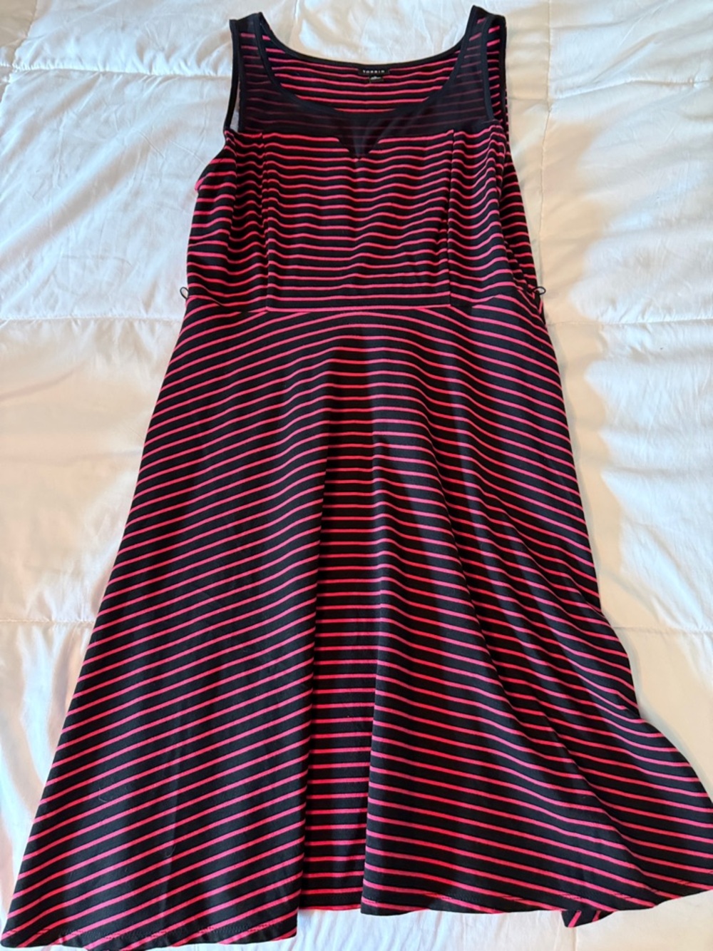 torrid Black and Hot Pink Striped Sleeveless Scoop Neck Dress